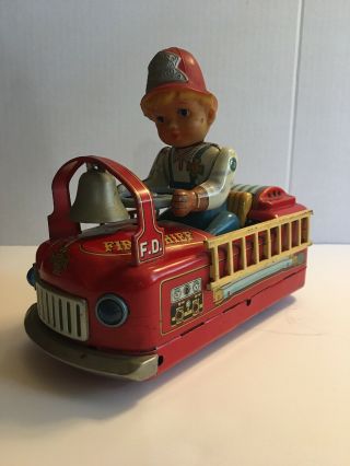 Vintage Fire Truck Battery Op.  Fire Chief 1960 