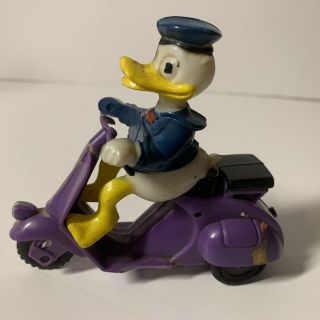 Rare Vintage Marx Friction Motor Disney Donald Duck On Toy Scooter