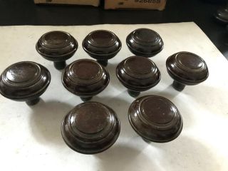 9 Old Arts Craft Deco Victorian Brass Plated Steel Door Knobs For Plate Hardware