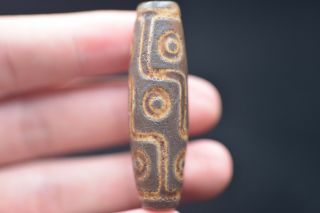 Tibetan Prayer Worry Dzi Bead Old Agate 9 Eyes Amulet Gzi Antique Tibet C272