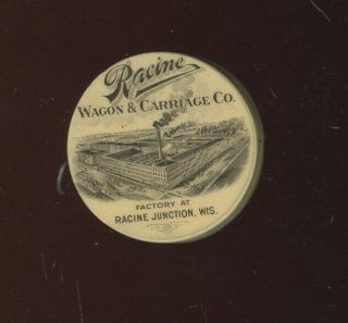 Old Celluloid Tape Measure,  Racine Wagon & Carriage Co.  Racine Junction Wi.  Adv.