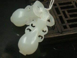 Antique Chinese Celadon Nephrite HETIAN Jade a ear - Aquarius Pendants 3