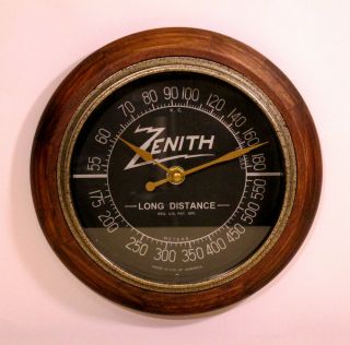 Old Antique Style Zenith Radio Themed Clock - Classic Black Dial Tube Radio Style
