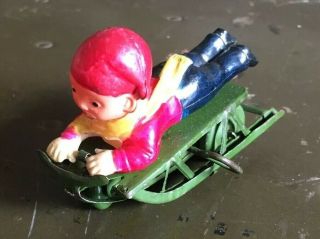 Vtg Celluloid Tin Wind Up Toy Occupied Japan Rare Christmas Sled Tin Toy
