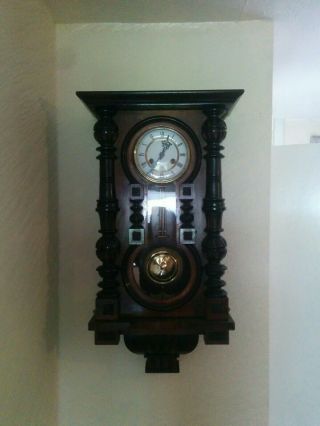 Antique German Vienna Wall Clock,  Pendulum Mechanism,  Striking For Restoration