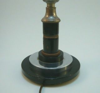 1920 ' S ART DECO INDUSTRIAL SMALL SINGLE BLACK AND CHROME CAST IRON LAMP NO SHADE 5