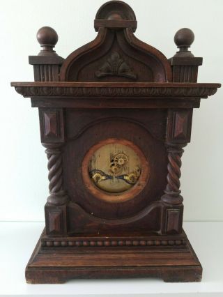 Antique Junghans Oak Chiming Mantle Clock For Spares Or Repairs