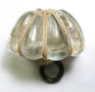BB Antique Charmstring Glass Button Pudding Mold Thread Wrapped 9/16 