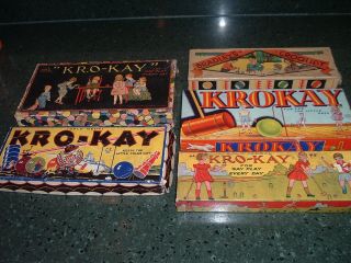 5 Diff Vintage Antique Toy Game Krokay Kro - Kay Croquet Milton Bradley & Others