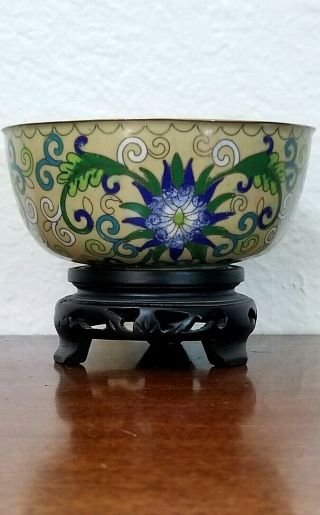 19th/20th C.  Antique Chinese Cloisonne Bowl,  Scroll Pattern