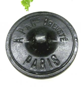 CUTE VICTORIAN PARIS BACK BUTTON W/ GIRL BEING PULLED BY DRAGONFLY B116 2