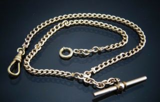Antique Gold Filled Pocket Watch Curb Chain Fob /t - Bar/14 Inches