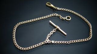Antique Gold filled pocket watch curb Chain Fob /T - Bar/14 inches 2