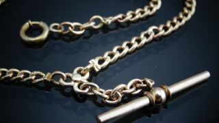 Antique Gold filled pocket watch curb Chain Fob /T - Bar/14 inches 4