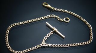 Antique Gold filled pocket watch curb Chain Fob /T - Bar/14 inches 6