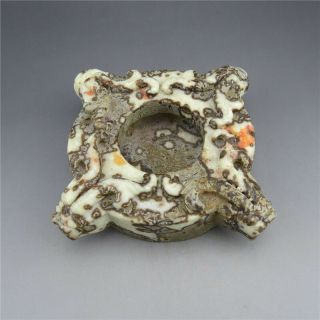 Chinese jade,  collectibles,  hand - carved,  Natural jade,  Dragon,  inkstone W1458 2