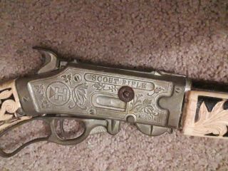 Vintage 1960 ' s Hubley Black and White Scout Rifle 250 Shot Made in USA RARE 7