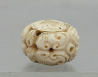Very Fine Antique Chinese Hand Carved Toggle Made Of Bone Circa 1800s