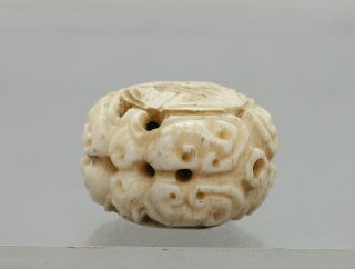 Very Fine Antique Chinese Hand Carved Toggle Made Of Bone Circa 1800s 5