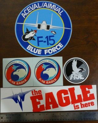 Vintage Mcdonnell Douglas F - 15e Eagle Decal/sticker Aceval/aimval Blue Force