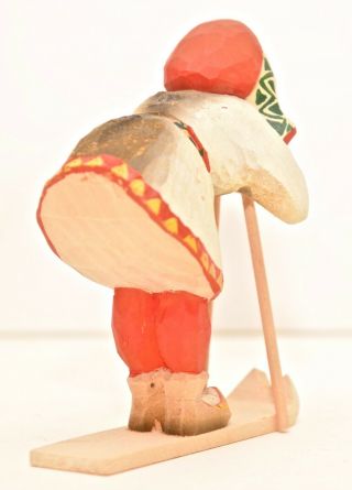 Henning Hand - Carved Wood Figurine Skiing Made in Norway 3