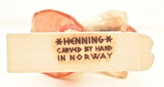 Henning Hand - Carved Wood Figurine Skiing Made in Norway 5