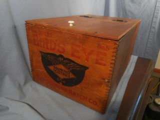 Antique Birds Eye The Diamond Match Co.  Wooden Advertising Crate Storage Box