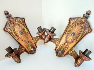 2 Vintage Antique Victorian Art Deco Wall Sconces