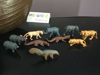 Vtg Arco Noah’s Ark & 26 Animals Noah Figure Laramie Plastic Hong Kong Toys 4