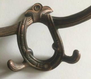 (4) Vintage Coat Hat Hall Tree Ornate Cast Iron Hooks 4