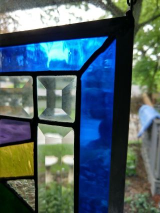 Cross • hand crafted Stained Glass Window Panel • 18.  75 x 13.  5 2