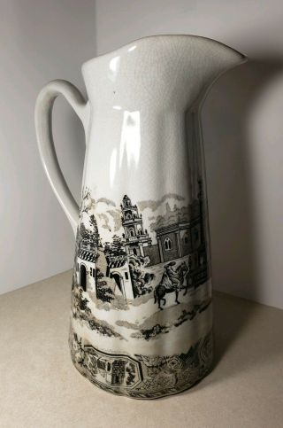 Antique Black And White Pitcher Made In England Rare