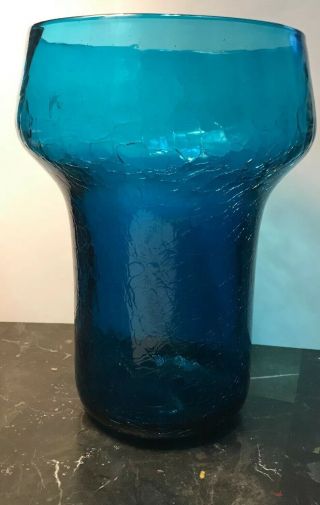 Cracked Vase BLUE Crackled BLENKO 2