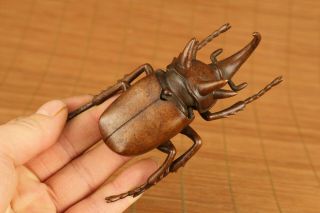 Chinese Old Red Copper Hand Carved Insect Statue Figure Netsuke Ornament