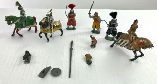 Vintage Sacul & Cherilea & Other Lead Knights Of The Roundtable & Horses