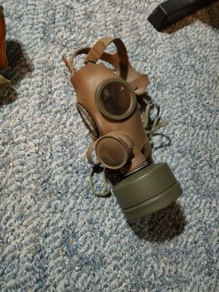 1950s French Military Surplus Gas Mask W/ Canvas Carrying Bag Steampunk