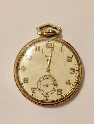1936 Elgin Pocket Watch 15 Jewels 10K Gold Filled S12 3