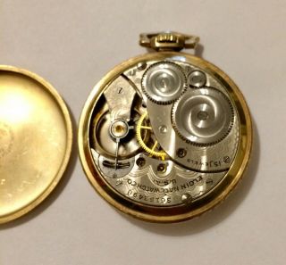 1936 Elgin Pocket Watch 15 Jewels 10K Gold Filled S12 6