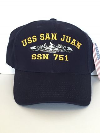 Uss San Juan Ssn 751 - Embroidered Submarine Ball Cap - Usa - Bc Patch - Xbc1198