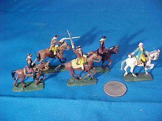 5 Vintage Hand Painted Lead Toy Revolutionary War Soldiers On Horses Washington