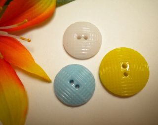 Antique China Pattern Eye Cross Buttons Yellow 7/8 " Robin Egg Blue & White 3/4 "