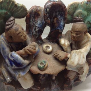Chinese Shiwan Pottery Mudman Planter With Blue Jun Ware Flambé Glaze 3