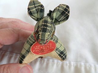 Vintage Cloth Dog Tape Measure Tag Green Plaid Made In Japan