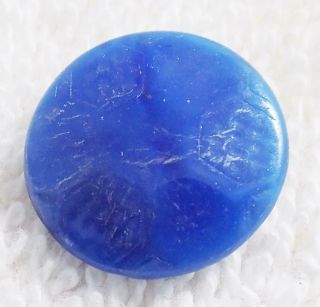 Vintage Cobalt Blue Glass Button Self Shank Back Stunning Color