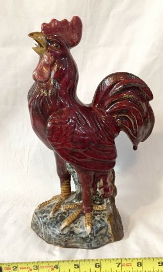 2 Antique 19th Early 20th Century Southern Chinese Pottery Rooster Cock Hen