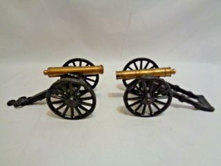 Antique Mfco Miniature Dollhouse Cast Iron And Brass Cannons Toy