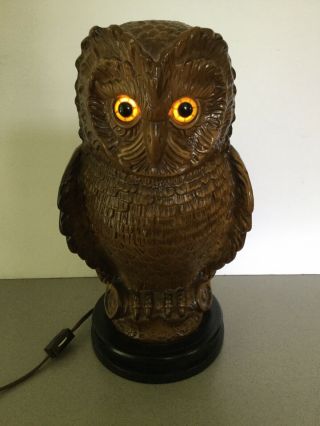 Vintage Mid Century Strobe Light Flashing Glowing Blinking Eyed OWL Table Lamp 3