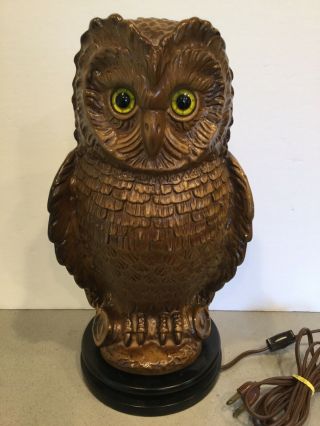 Vintage Mid Century Strobe Light Flashing Glowing Blinking Eyed OWL Table Lamp 4