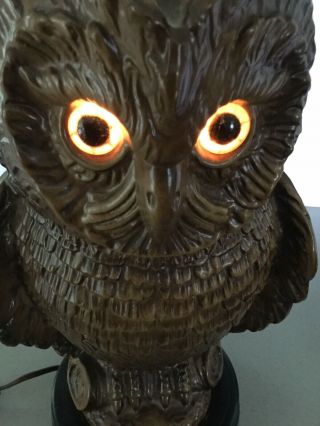 Vintage Mid Century Strobe Light Flashing Glowing Blinking Eyed OWL Table Lamp 5