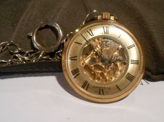 Vintage 1976 Caravelle Bulova Pocket Watch With Chain